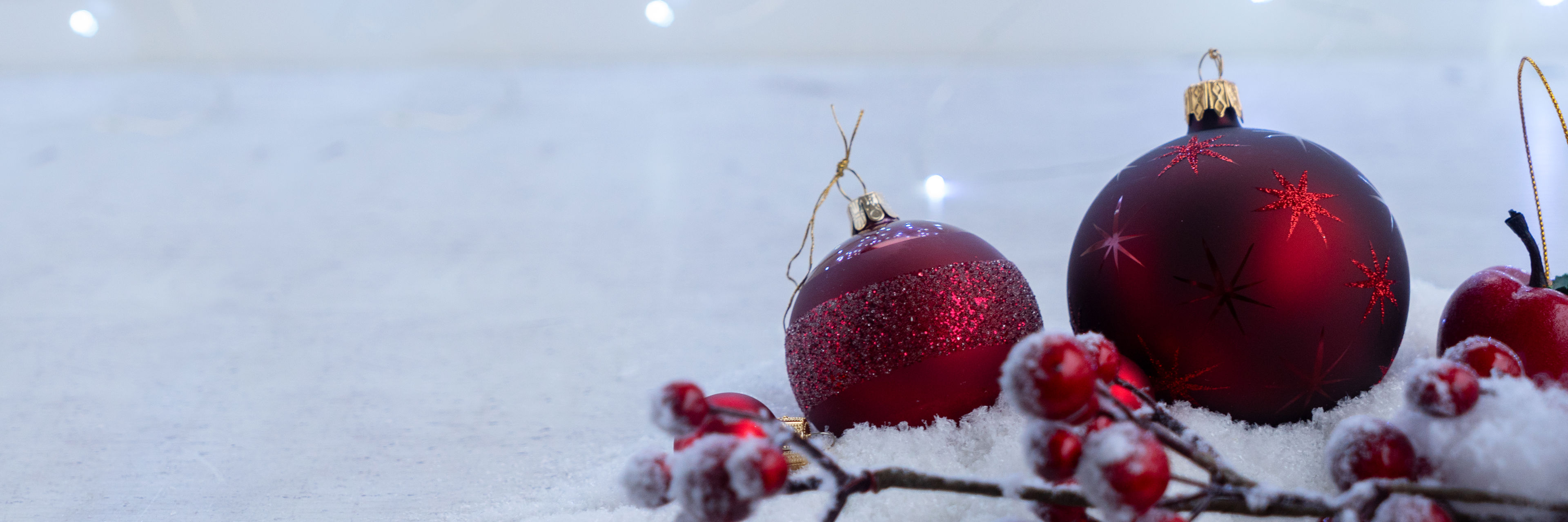 Julekugler, bær og sne